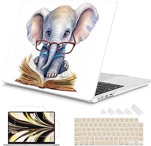 Mektron Case for 2026 MacBook Air 13-inch M5 Laptop A3449 with 13.6-inch Liquid Retina Display, 2025 2024 2022 M4/M3/M2 MacBook Air 13" Hard Shell Cover, Model A3240 A3113 A2681, Cute Elephant C341