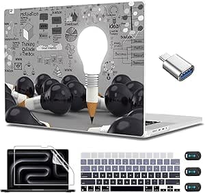 CISSOOK Creative Bulb Hard Shell Case for MacBook Pro 14 inch 2023 2021 Release Model M3 A2779 M2 A2442 M1 Pro/Max with Touch ID, Plastic Cover with Keyboard Cover for MacBook Pro 14.2" 2021-2023