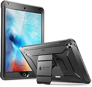 SUPCASE [Unicorn Beetle Pro] Full-Body Case Compatible with iPad 9.7 inch (2017 & 2018) with built-in Screen Protector - Black