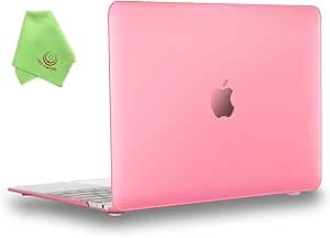 UESWILL Smooth Soft Touch Matte Hard Shell Case Cover Compatible with MacBook 12 inch with Retina Display (Model: A1534) + Microfibre Cleaning Cloth, Pink