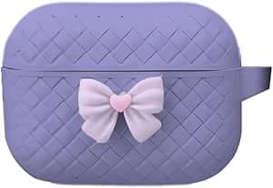 Stylish Wireless Earphone Case from Next Store,Compatible with Airpod pro2 with Lovely Bow Design,Premium FlexibleSilicone,Shockproof and Scratch Resistant Cover,Keep Your Earphone Clean (Purple)