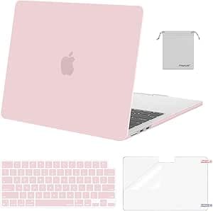 MOSISO Compatible with MacBook Air 13 inch Case 2026-2022 M4 A3240 M3 A3113 M2 A2681 Touch ID,Plastic Case&Keyboard Cover&Screen Film&Pouch Compatible with MacBook Air 13.6 inch Case, Baby Pink