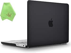 UESWILL Case Compatible with MacBook Pro 14 inch M5 M4 M3 M2 M1 Pro Max Chip & Touch ID, 2025 2024 2023 2022 2021 Release, Smooth Matte Hard Shell Cover + Microfiber Cloth, Black