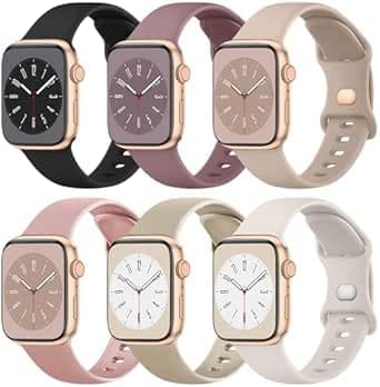 6 Pack Sport Bands for Apple Watch Bands Women Men 38mm 40mm 41mm 42mm 44mm 45mm 49mm 46mm,Silicone Waterproof Straps for iWatch Apple Watch Series 10 9 Ultra2 Ultra 8 7 6 5 4 3 2 1 SE