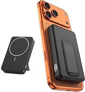 Magnetic 15W Power Bank for iPhone:GEEKERA 10000mAh Wireless Charge Portable Charger with 30W PD Fast Charging, LED Display and Foldable Stand Compatible with iPhone 17/16/15/14/13/12 Series