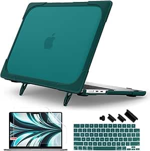 Batianda Heavy Duty Case for New MacBook Air 13.6 inch 2026 M5 2025 M4 Chip 2024 2022 Release, Ergonomic Foldable Kickstand (Holds 20lbs) Matte Translucent Protective Cover with Keyboard Skin, Teal