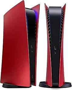 Face Plates for PS5 Console, arVin Replacement Shell Skin Cover Case for PS5, ABS Anti-Scratch Dustproof Protective Skins Faceplates, Accessories for Playstation 5 Game Console Digital Edition (Red)