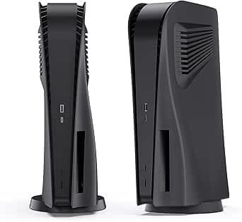 MAKINGTEC Replacement Shell for PS5 Disc Edition, Anti-Scratch Dustproof Protective Cover Face Plates with Cooling Vents for Playstation 5 Disc Edition (Black)