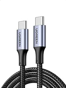 UGREEN USB C Cable 2M, Braided 100W Power Delivery PD Super Fast Charge Cord USB-C to Type-C for iPhone 15/16/17 pro max,MacBook Pro, iPad, Samsung S25/S24/S23, Huawei P70