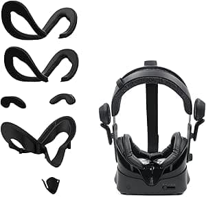 AMVR Facial Interface Bracket & PU Leather Foam Face Cover Pad Replacement & Anti-Leakage Nose Pad & Protective Lens Cover Comfort Set for Valve Index Headset