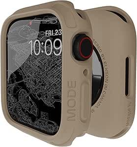 elkson Compatible with Apple Watch 45mm Bumper Case, Quattro Series Rugged Case for Apple Watch and iWatch Series 9 8 7, Military Grade Durable Protective Cover, Flexible Shock Proof, Tan