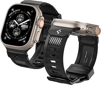 Spigen Rugged Band designed for Apple Watch Band for 44mm Series 6 /SE/5/4 and 42mm Series 3/2/1 - Matte Black
