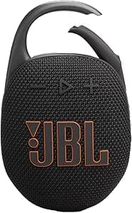 JBL Clip 5 Waterproof Bluetooth Speaker – Ultra-Portable, 12H Playtime, AURACAST (Multi-Speaker Connectivity), JBLCLIP5BLK, Black