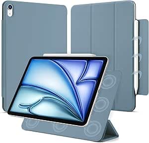 for iPad Air 13 inch M3/M2 Case (2025/2024,Model NO.A2898/A2899/A2900), Auto Sleep/Wake and Magnetic Closure, Trifold Stand Case, PU Leather Cover, Support Apple Pencil Pro, Misty Blue