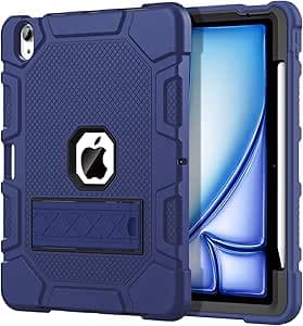 Case for iPad Air 11 Inch M4/M3/M2 (2026/2025/2024), iPad Air 5th/4th Generation 10.9 Inch (2022/2020), Heavy Duty Shockproof Rugged Protective Case with Pencil Holder, Navy Blue