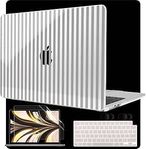 MEEgoodo Case for M4/M3/M2 MacBook Air 13.6 inch Case 2025 2024 2022, Fit Model A3240/A3113/A2681, Laptop Hard Shell with Keyboard Cover Compatible with MacBook Air 13 inch, Gray Stripes