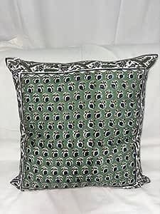 Ridhi Modern Farmhouse Pillow Covers Decorative Cotton Throw Pillow Covers Set of 2 Basil Green Cushion Covers with Border for Couch Sofa Bed Living Room Spring Home Decor 20x20