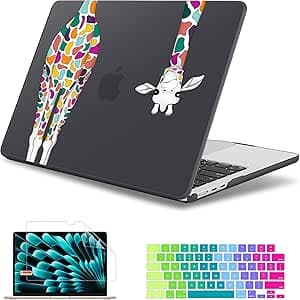 May Chen for M5 MacBook Air 13.6 Inch Case 2026 2025 2024-2022 Release M5 A3449 M4 A3240 M3 A3113 M2 A2681, Plastic Hard Shell Case for MacBook Air 13.6" with Retina Display, Black Colorful Giraffe